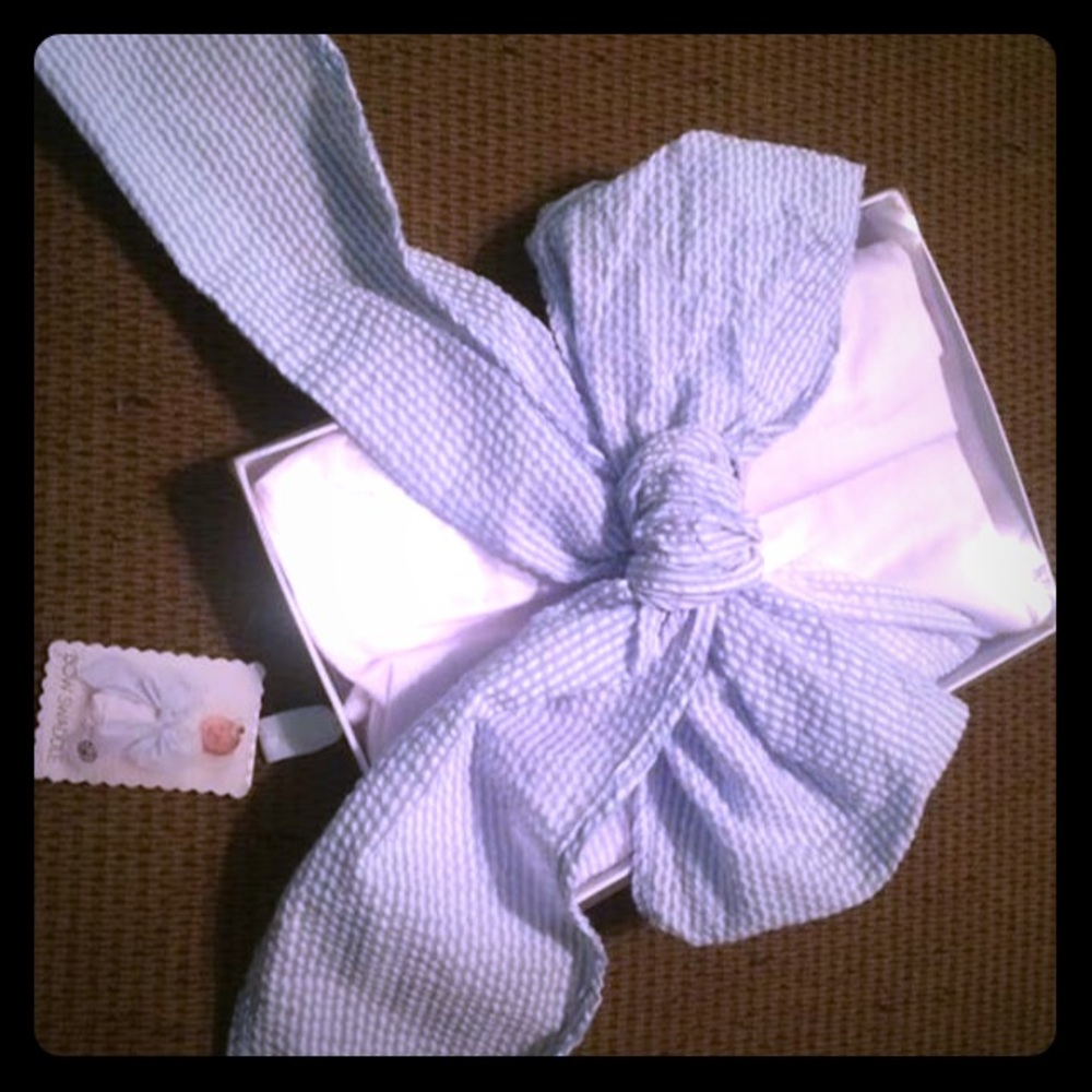 Mud Pie Blue Bow Infant Swaddle Blanket